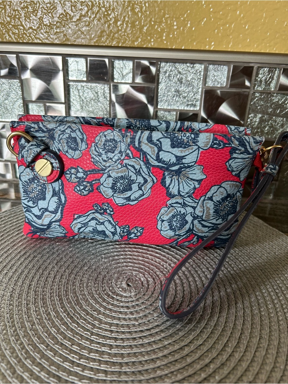 Foley and CorinnaFloral Red Wristlet Crossbody Clutch